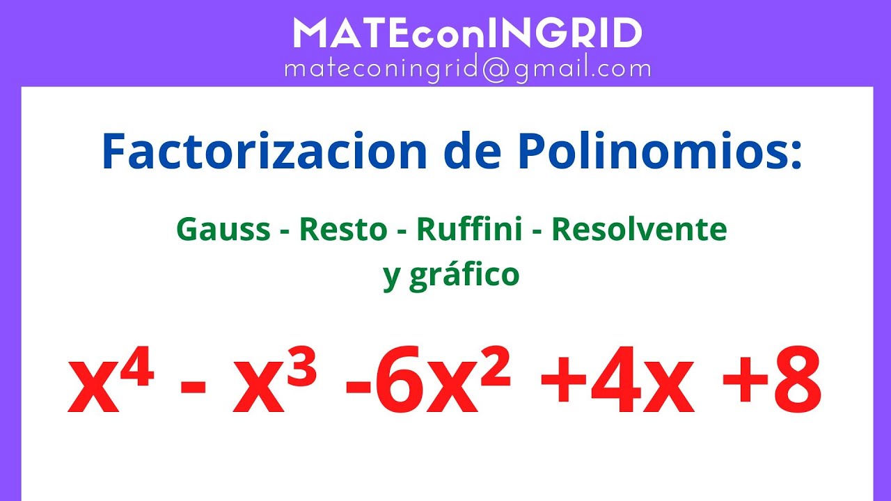 * Factorización de Polinomios: Gauss - Resto - Ruffini - Resolvente