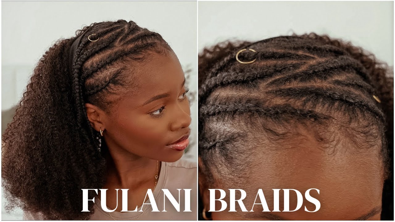 Easy FULANI braids with clip in half wig | No leave out | Protective style on curly hair