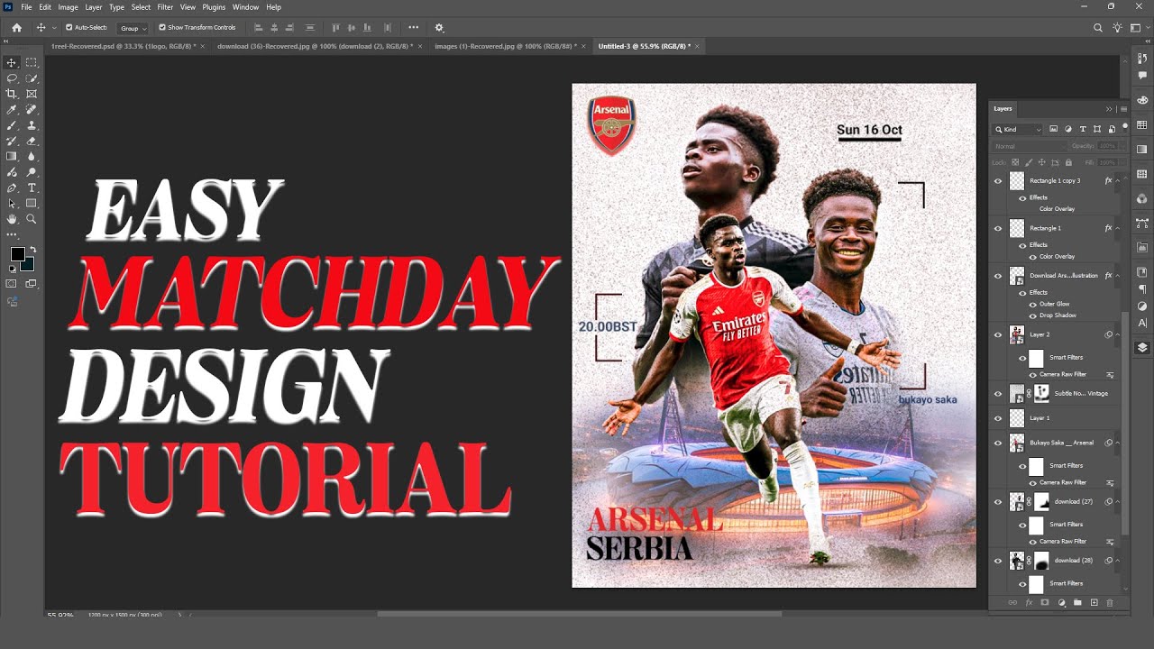 Football Match Poster Design in Adobe Photoshop | Sports Poster Tutorial | Match Day Design