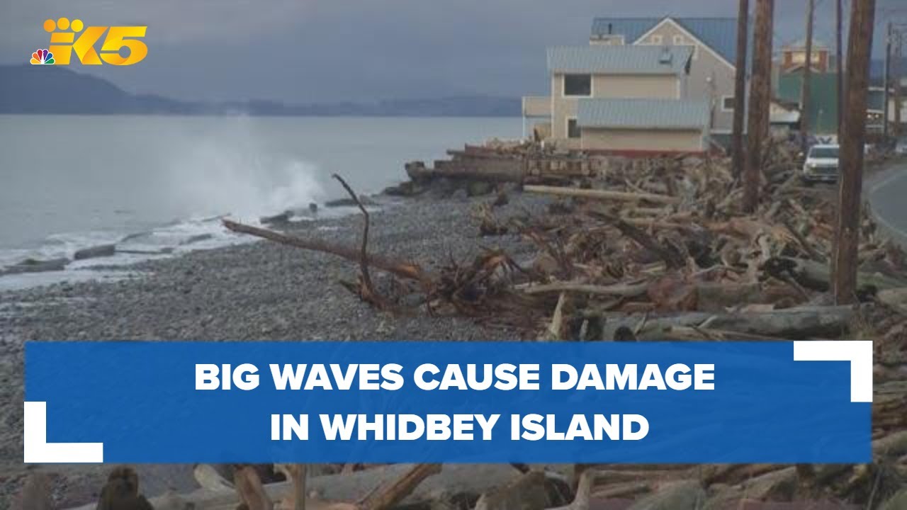 Residents cleaning up after big waves cause damage on Whidbey Island