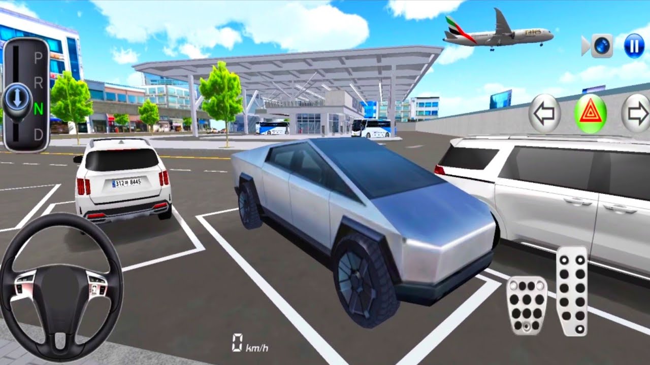 New EV Car Tesla Cybertruck Car Parking in Bus Tarminal - 3D Driving Class 2026 - Android Gameplays