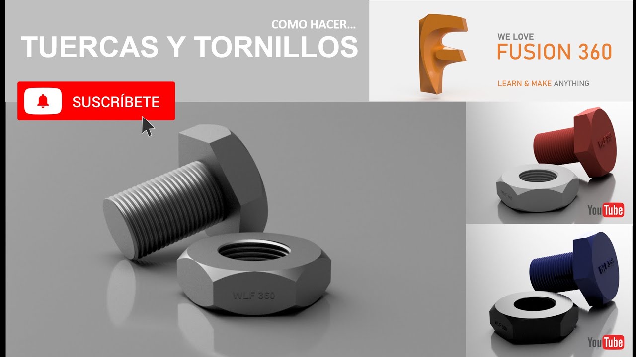 Como hacer una TUERCA Y TORNILLO en Fusion 360 | WE LOVE FUSION 360