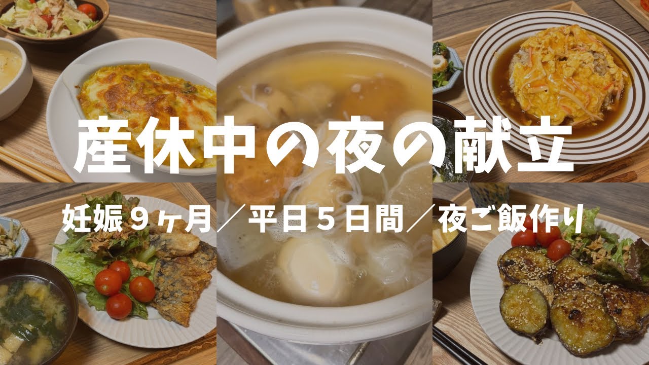 【 妊婦vlog 】平日５日間の夜ご飯作り🍚｜産休中｜夜の献立｜妊娠９ヶ月