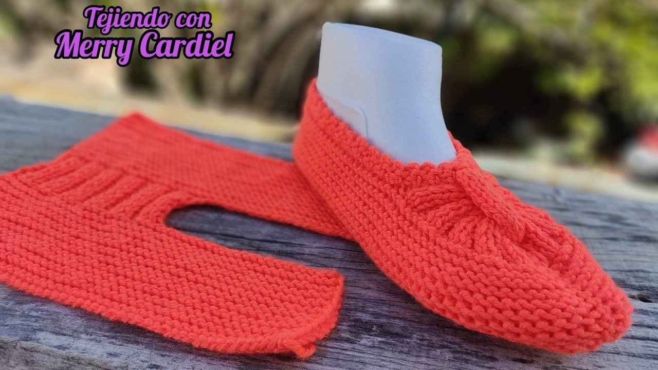 COMO TEJER BONITO PATRON DE PANTUFLAS A DOS AGUJAS
