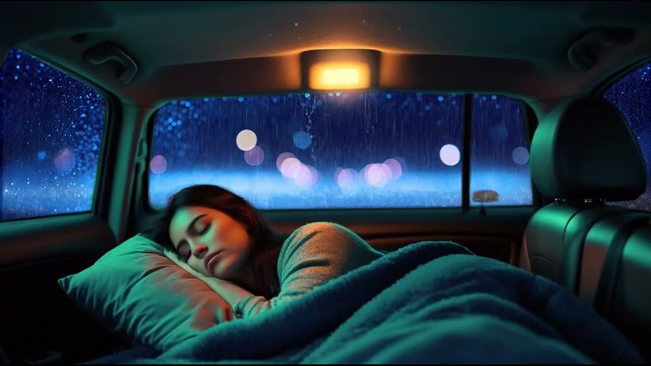 Cozy Car Rain White Noise with Thunder for Sleep and Stress Relief