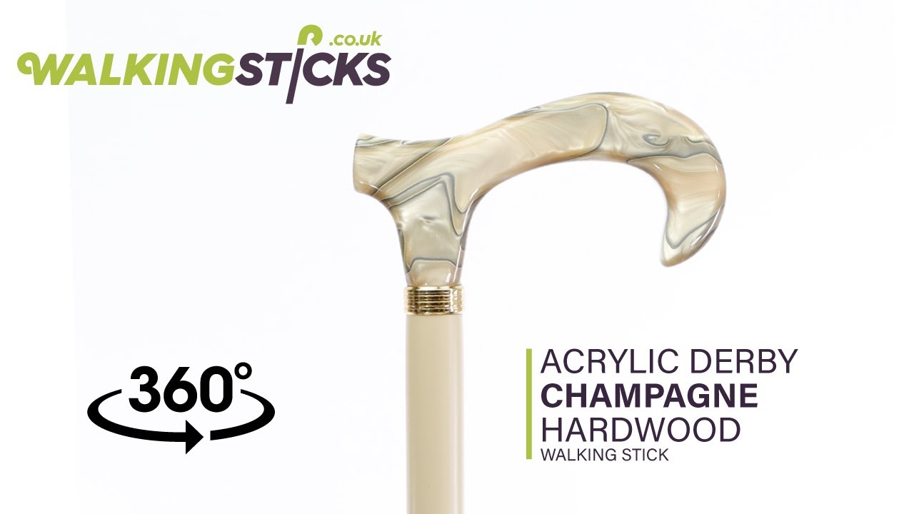 Acrylic Derby Champagne Hardwood Walking Stick