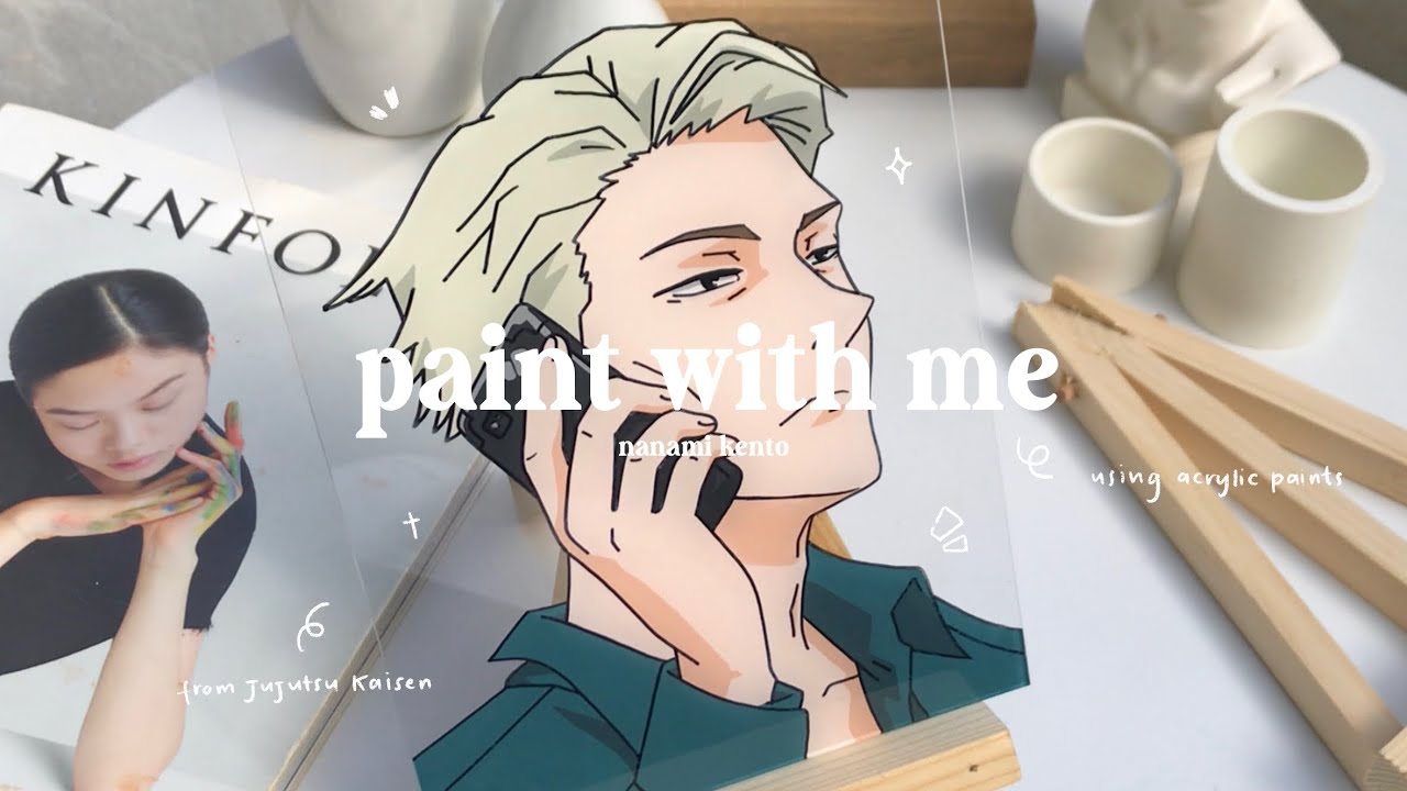 paint with me, anime glass painting | painting nanami kento from jujutsu kaisen 🧳