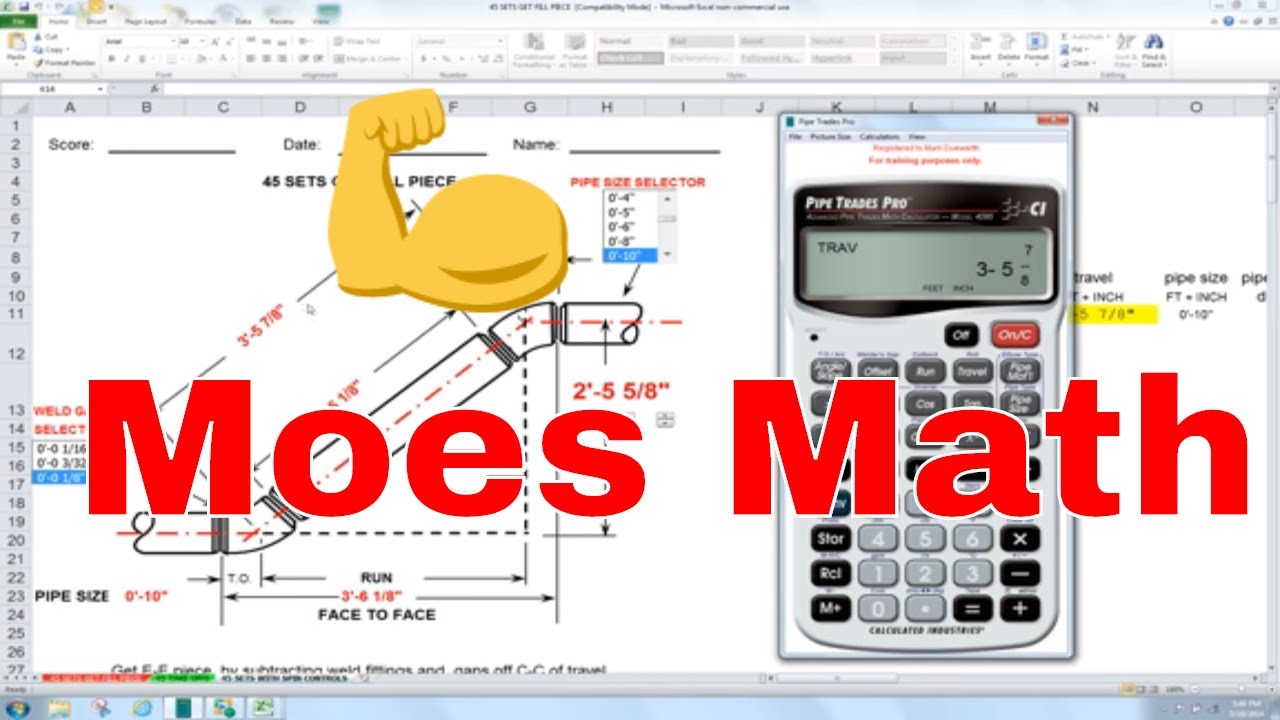 Mastering Moes Math Made Easy: 45 Sets With Weld Fittings Using Pipe Trades Pro Calculator