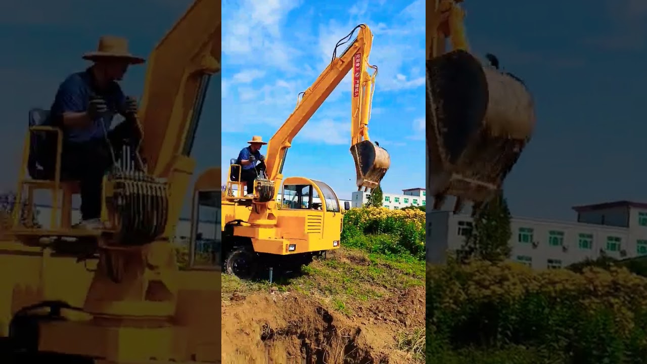 Koparka z dźwigiem montowanym na ciężar&oacute;wce, koparka z dźwigiem z napędem na cztery koła, ciężki sprzęt, koparka hydrauliczna