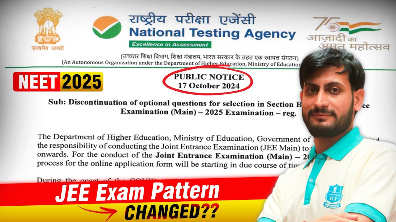BIG UPDATE🚨 JEE Exam Pattern CHANGED?? 😱 JEE Main 2025