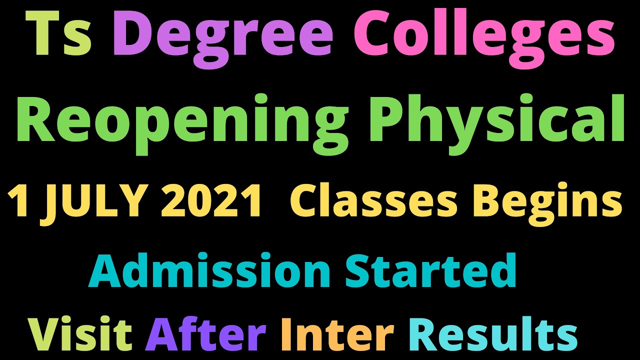 ts degree college reopening date 2021 | degree colleges reopening date in telangana |