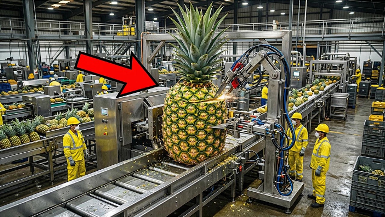Inside a HIGH-TECH Pineapple Processing Plant: Wash, Grade, Slice, Pack (ASMR)