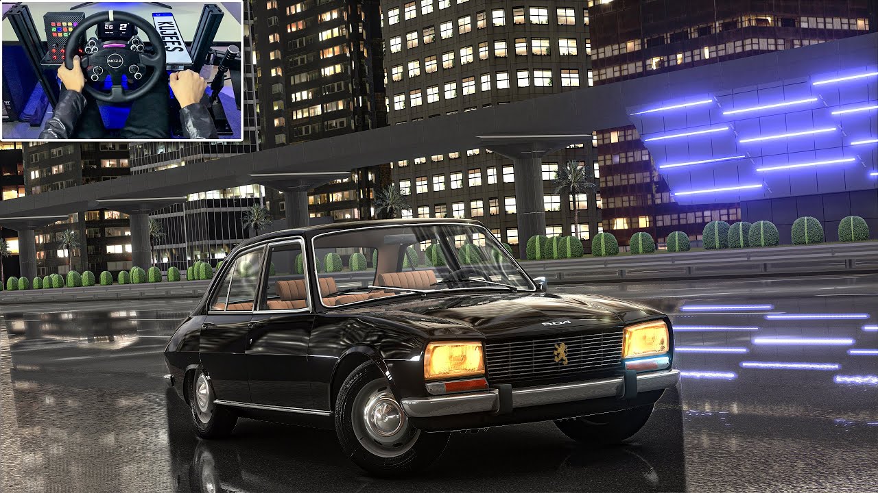 Peugeot 504 Drifting through traffic - Assetto corsa | Moza R5