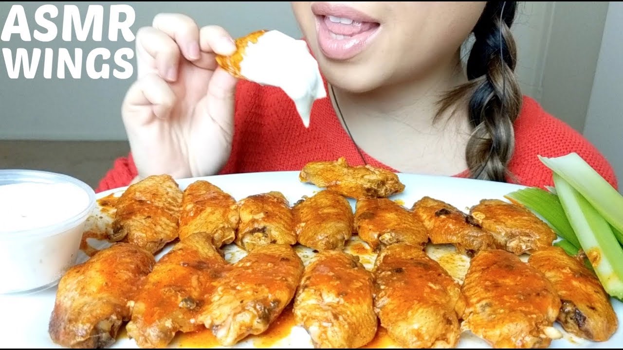 *No Talking* ASMR 🍗 SPICY Buffalo WINGS & RANCH 먹방 Eating Sounds