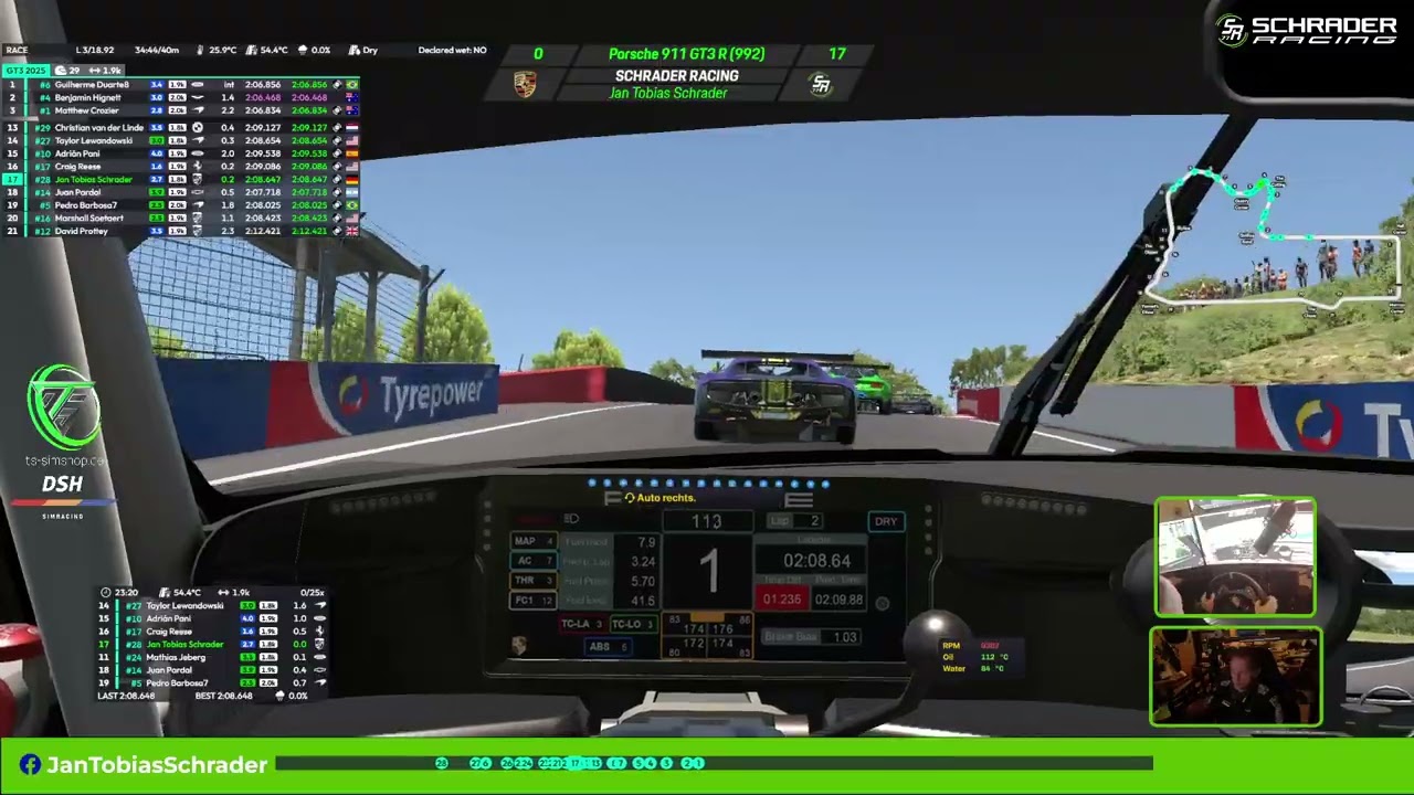 #iracing  2025 I Schrader Racing I Porsche Cup open I Bathurst I P10 (Startgrid P22) #tsshop