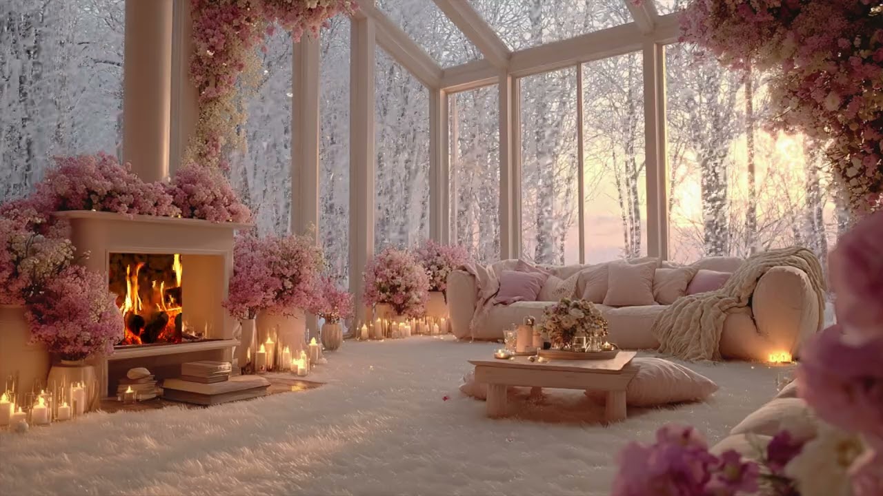 🌙 3 Hours White Ember Fireplace Ambience | Soft Snowfall Glow for Calm Nights & Deep Focus