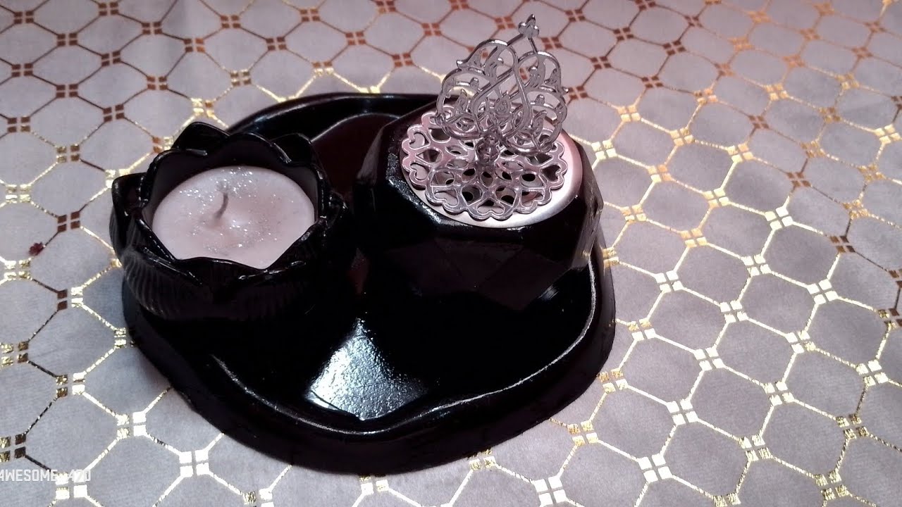 Shiny Black Concrete DIY 🖤#ConcreteArt#كونكريت#Concrete#أسود#Black#DIY#أعمال_يدوية#ديكور#Decor#