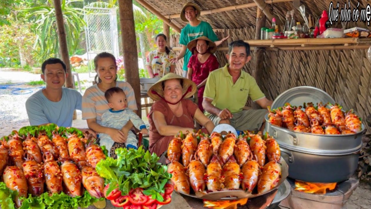 Mực Nhồi Thịt Sốt Nước Mắm Đặc Biệt | Bữa Cơm Quê Nhà Cháu Nội Bất Ngờ Về Thăm || Reunion meal
