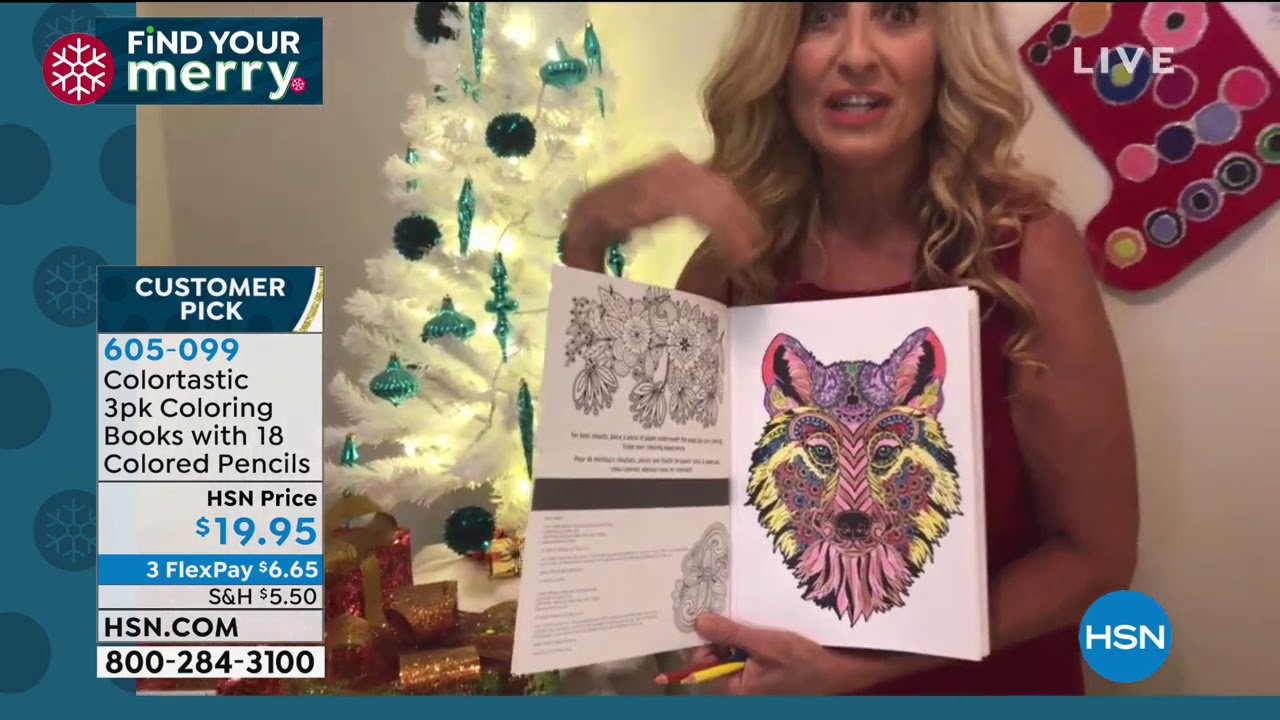 Colortastic 3pack Coloring Books with 18 Colored Pencils