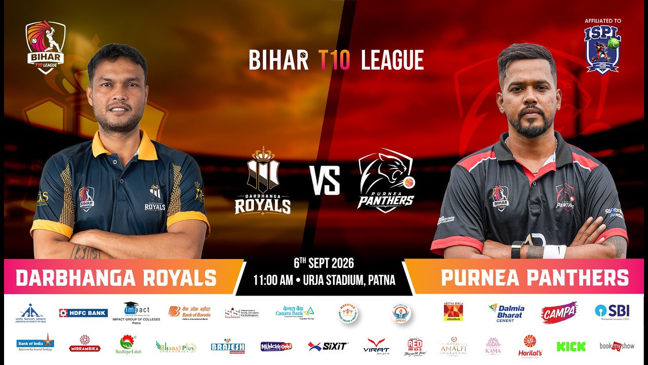Match 15 | Darbhanga Royals vs Purnea Panthers | LIVE🔴 | Bihar T10 League