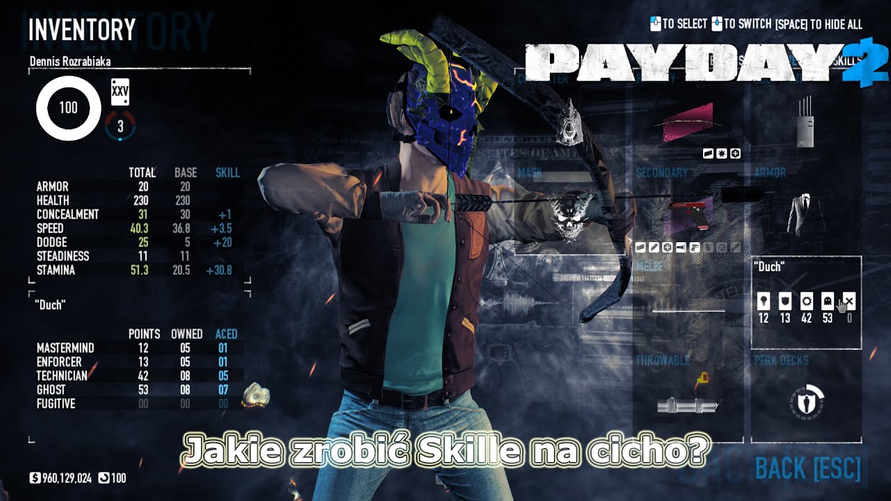 PayDay 2: Poradniki #13 - Buildy - Jakie wybrać Skille / Umiejętności na cicho? - DUCH