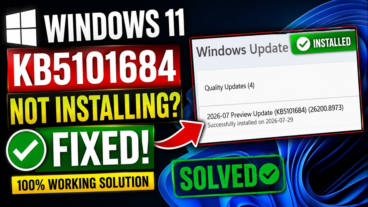 Как исправить ошибку установки KB5101684 в Windows 11 (2026) | Исправление установки июльского об...