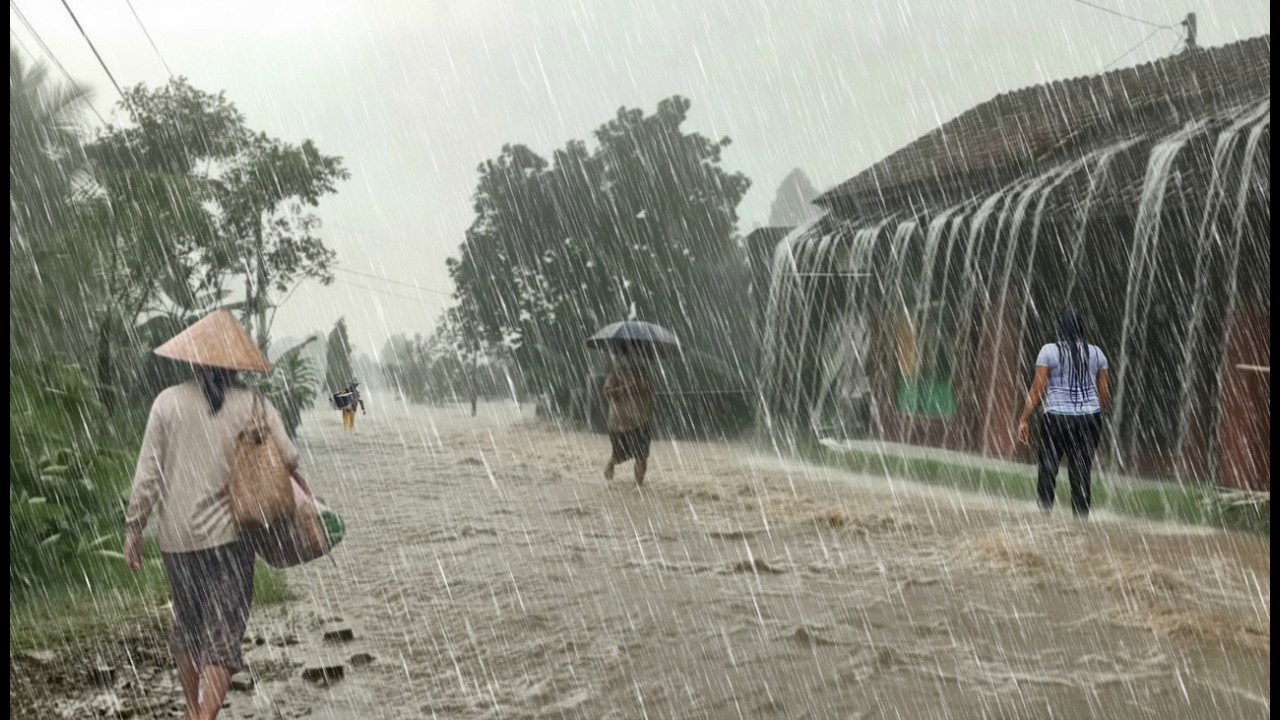 Crazy Heavy Rain!! 🌧️⚡ Hurricane Camilla Threatens Village l Give Me Safety