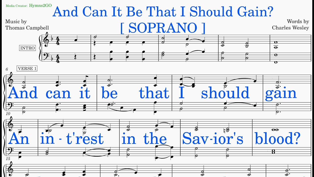And Can It Be That I Should Gain  (Campbell - Wesley) [v2] Soprano