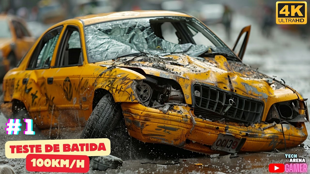 Teste de Batida a 100km | Crash Test | UNO x GOLF x DS4 x CIVIC x 308 | 4K | PTBR