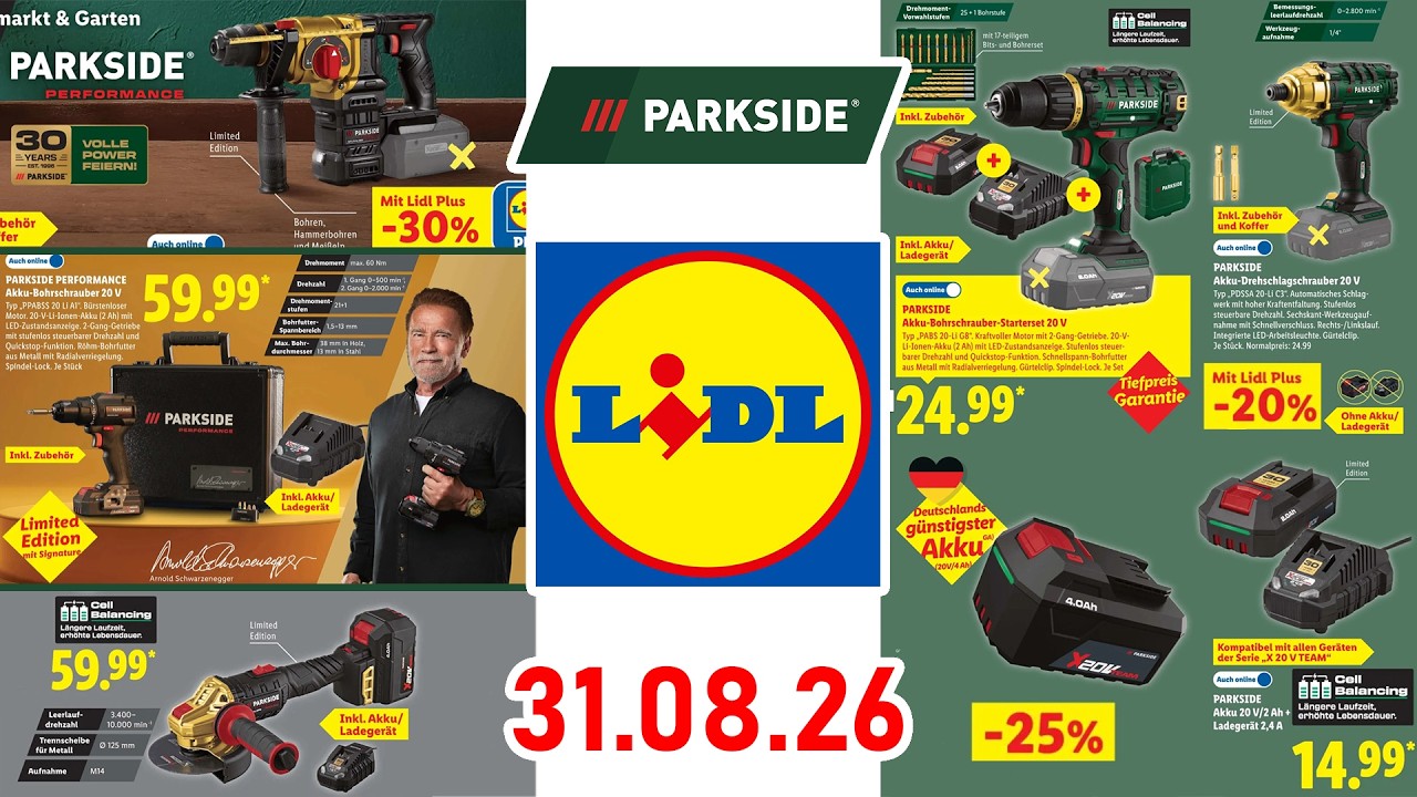 Parkside Lidl Katalog 31.08.2026 | NEU Performance Akku-Bohrschrauber 20V &ndash; PPABSS 20 Li A1 60 Nm