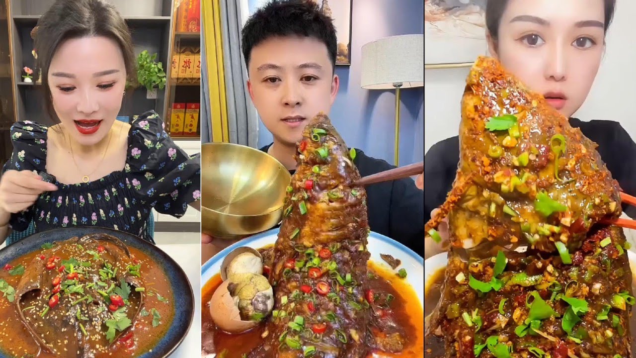 Chinese Mukbang Food Eating Show | God eats fish, Spicy Braised Fish #324
