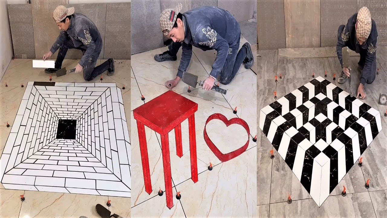 Young Man with great tiling skills -Great tiling skills -Great technique in construction PART 89