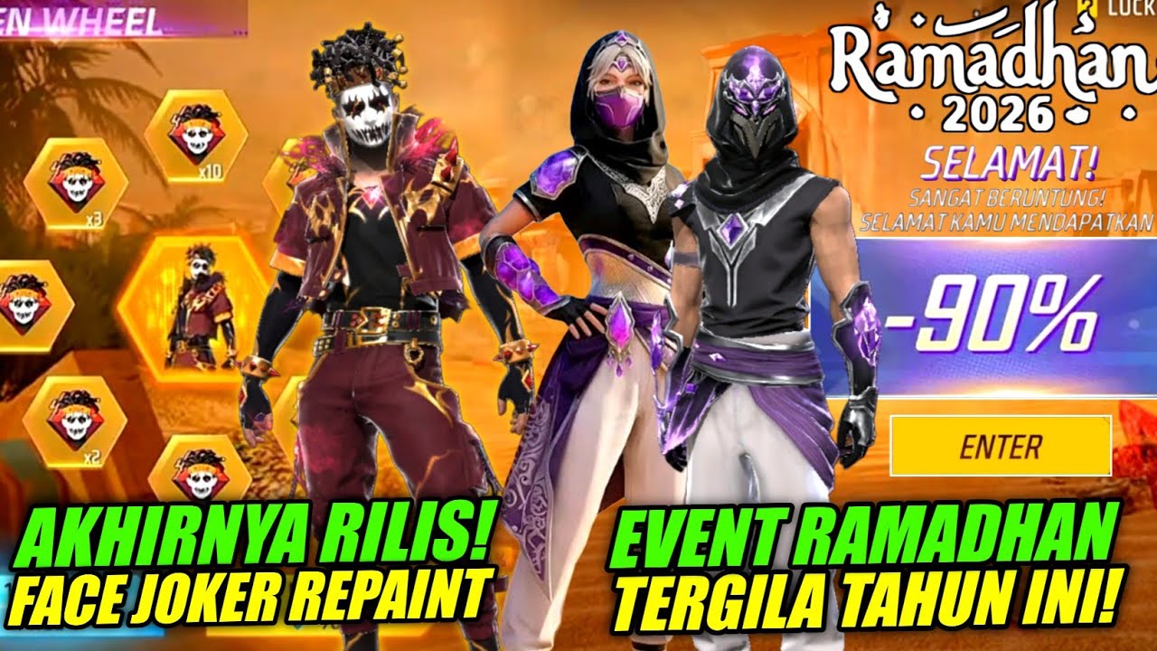SE-GILA INI?! 😱 EVENT RAMADHAN FREE FIRE 2026 | FACE JOKER REPAINT RILIS & DISKON 90%