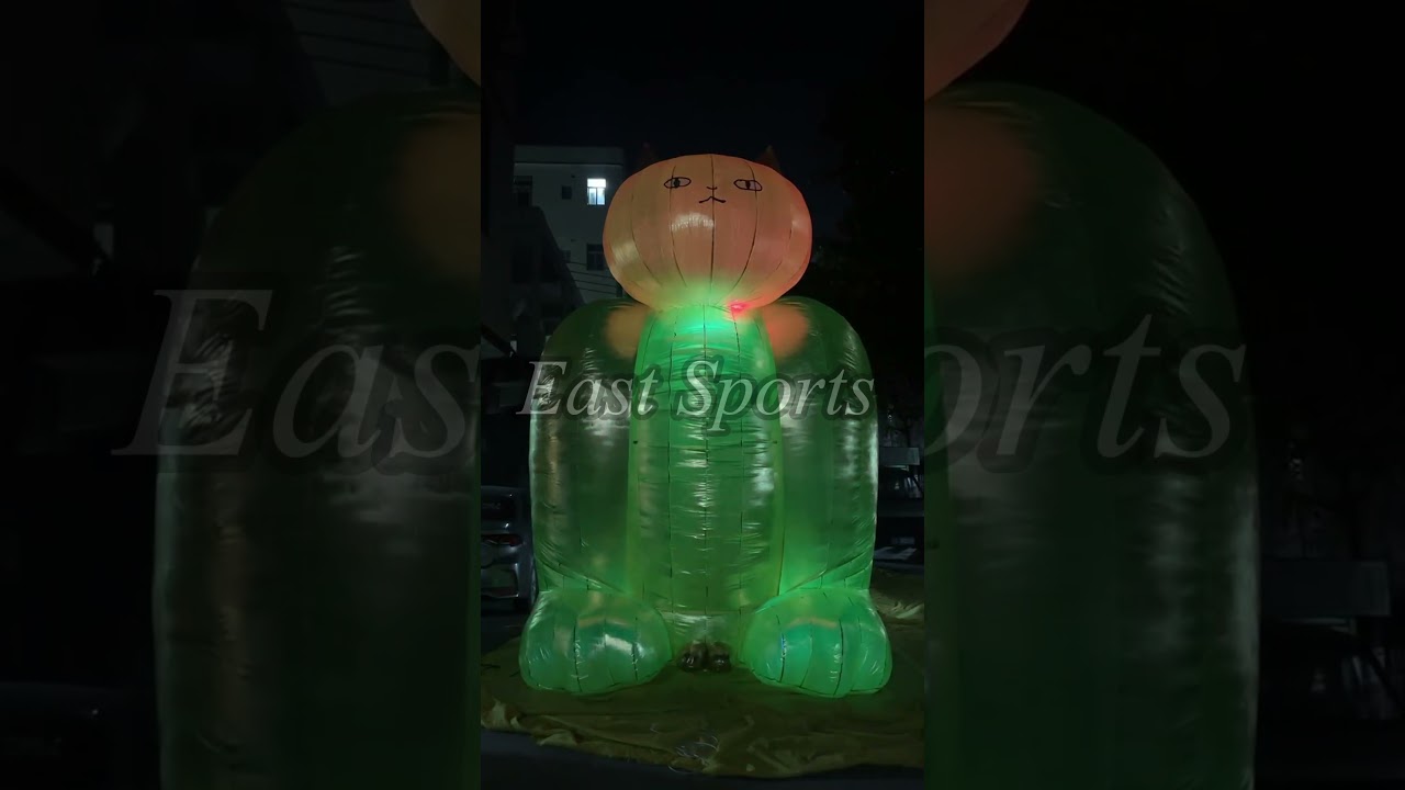 gold inflatable cat model with light#advertisinginflatables