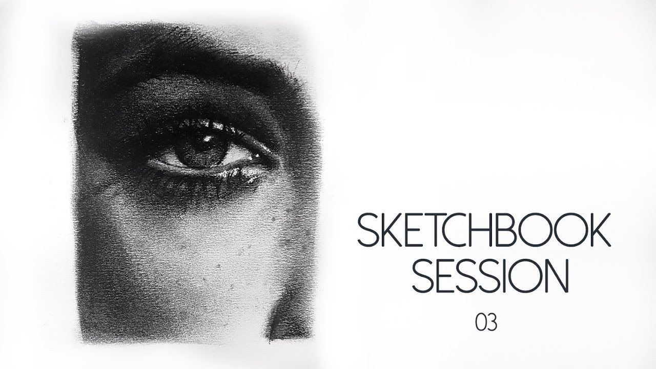Realistic eye in charcoal (+commentary) - sketchbook studies 03 | ENIKO