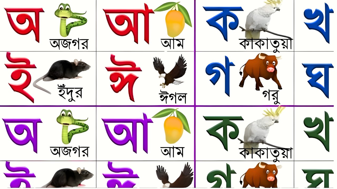 বাংলা বর্ণমালা শিখি | ব্যঞ্জনবর্ণ ক খ গ ঘ | স্বরবর্ণ অ আ ই ঈ | ব্যঞ্জনবর্ণ শেখো | BANGLA BORNOMALA