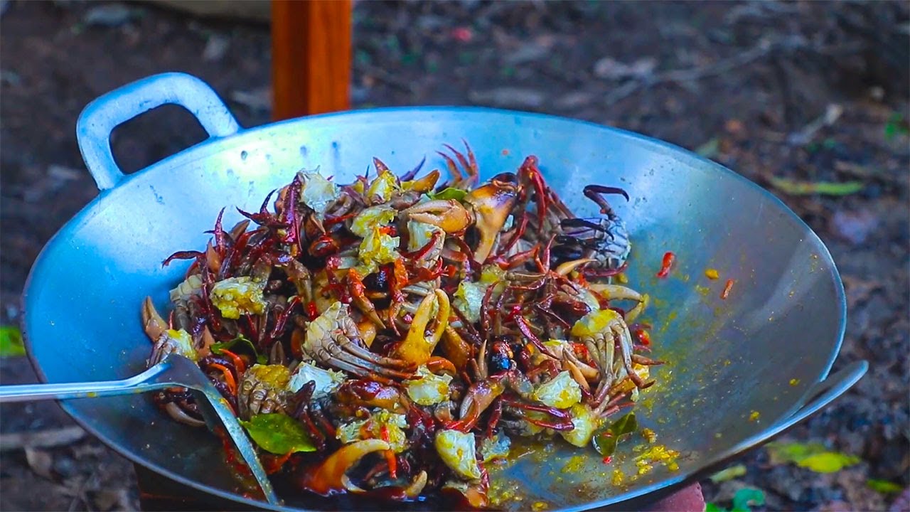 Village Cooking food Delicious fried rice crab