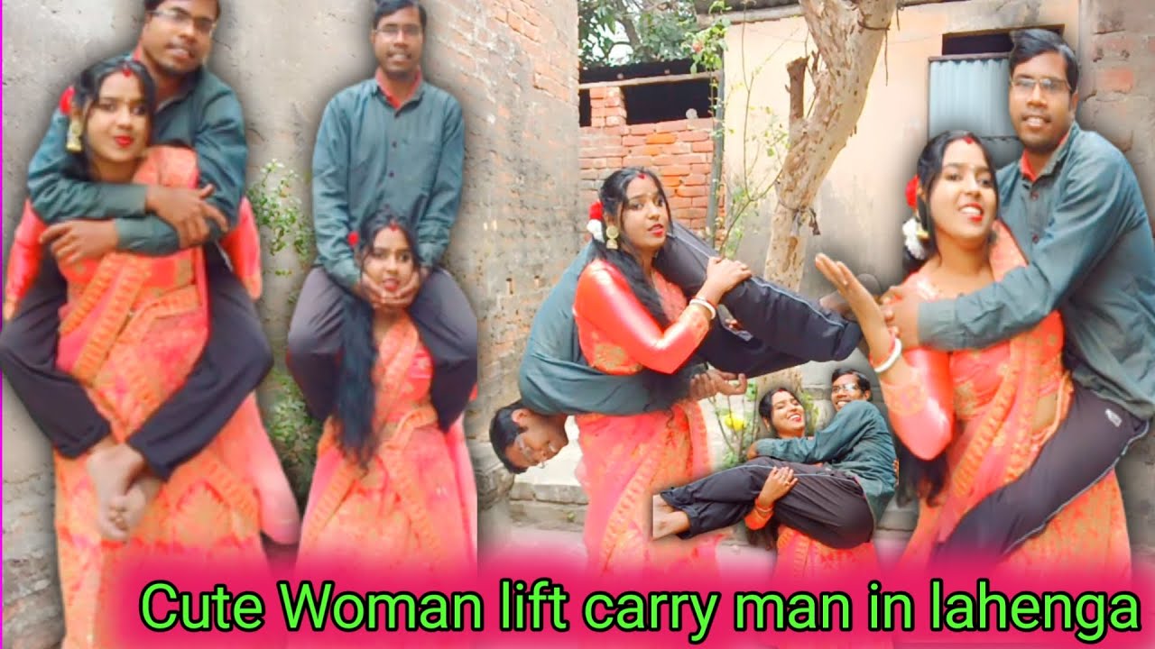 Woman liftcarry man in lahenga/Liftcarry challenge/cute women liftcarry her husband requested video.