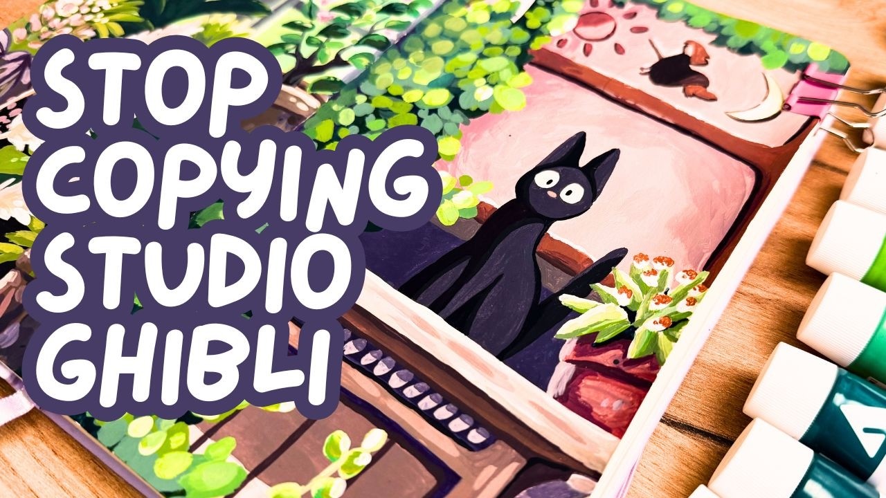 Рисование сцен из студии Ghibli (+ Советы по использованию акриловой гуаши)