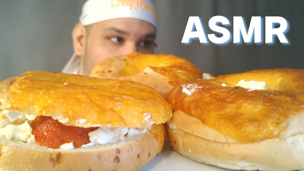 Asmr Eating Cream Cheese Bagels Mukbang