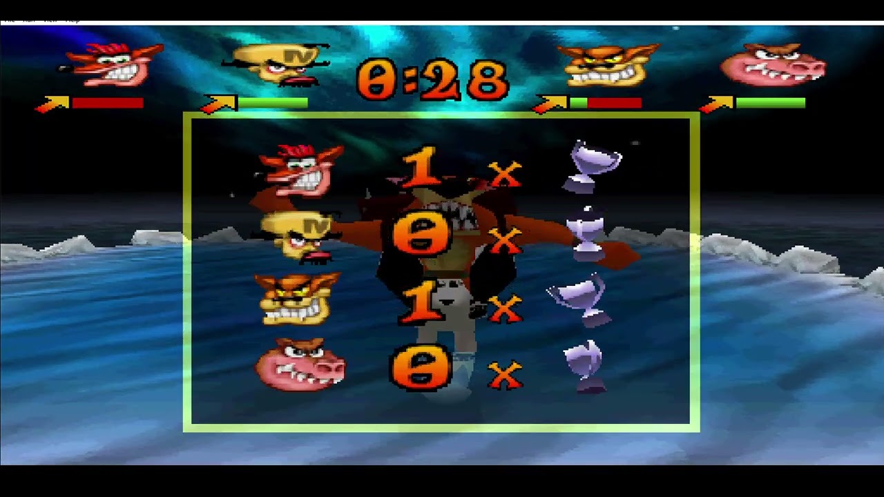 Crash Bash (PSX) - almost a full game, hidden behind a cheat menu, in a hidden demo, in a full game