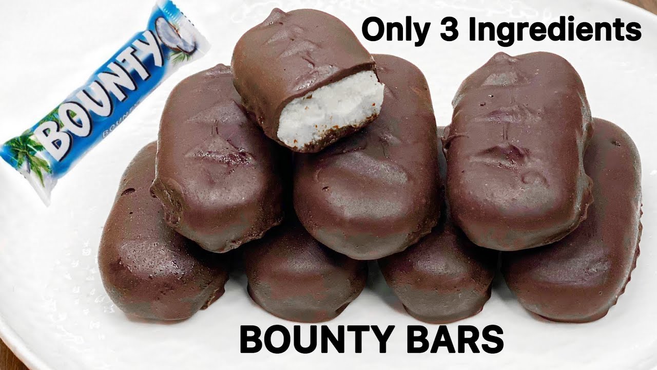 Homemade Bounty Bar Recipe | Only 3 Ingredients Bounty Chocolate Bar Recipe | Coconut Chocolate Bar