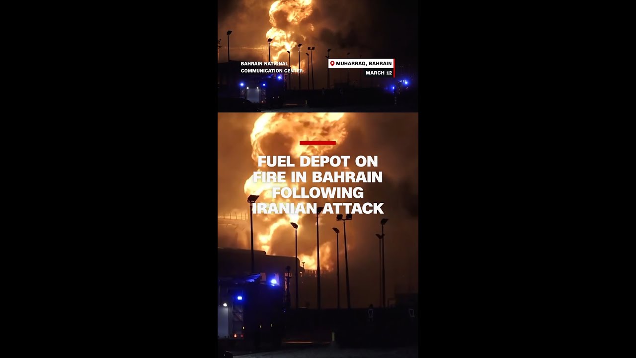 Fuel depot on fire in Bahrain following Iranian attack