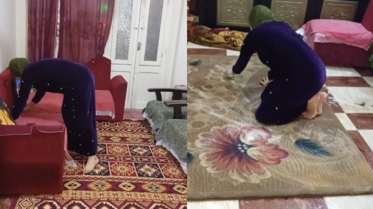 غسيل السجاد 💪استعداد للعيد💃 روتين رغاوي وروائح منعشة💯