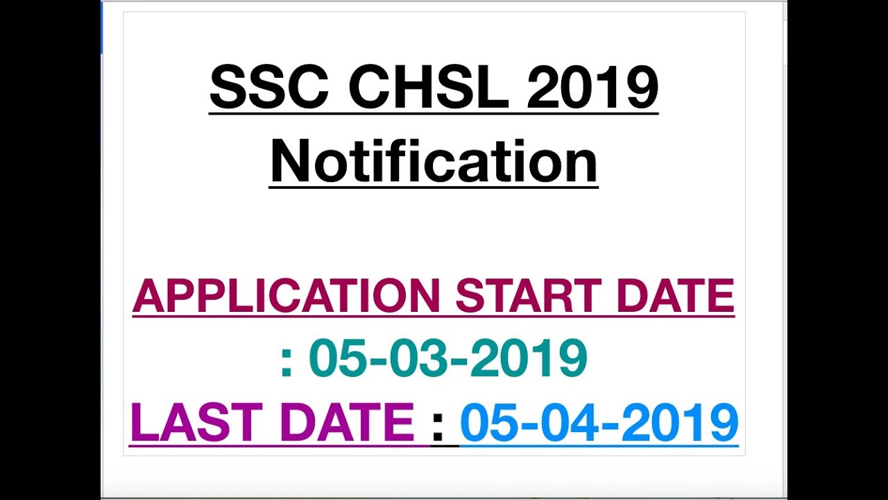 SSC CHSL 2019 Notification