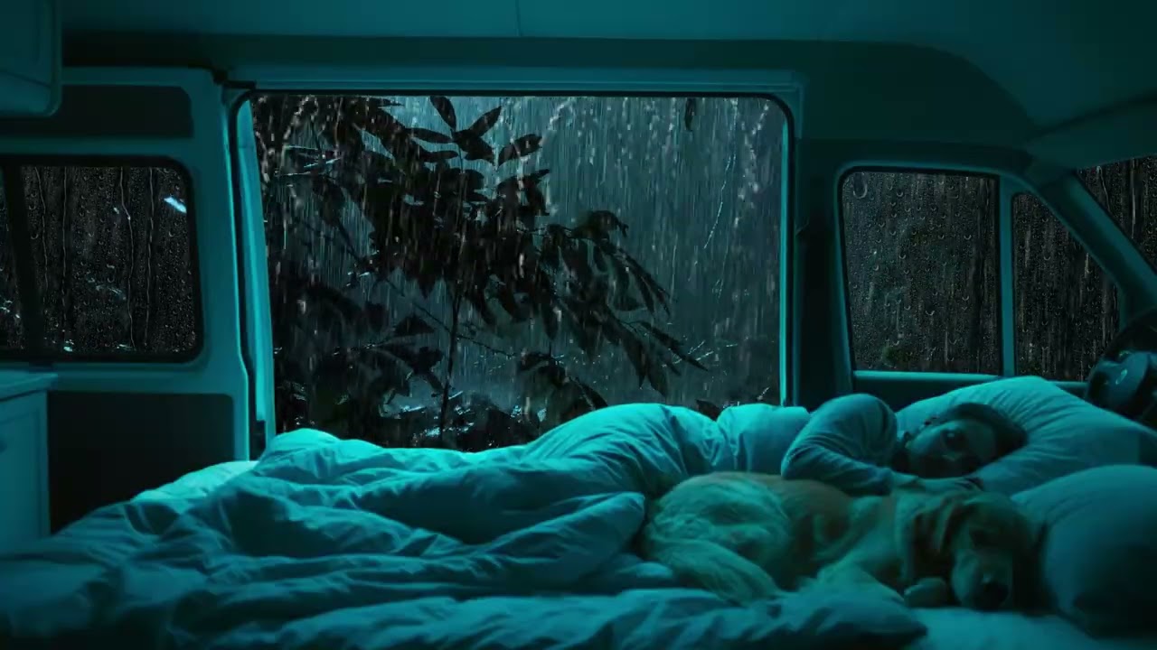 Fall Asleep Fast in 5 Minutes – Gentle Rain Sounds on a Camping Car at Night
