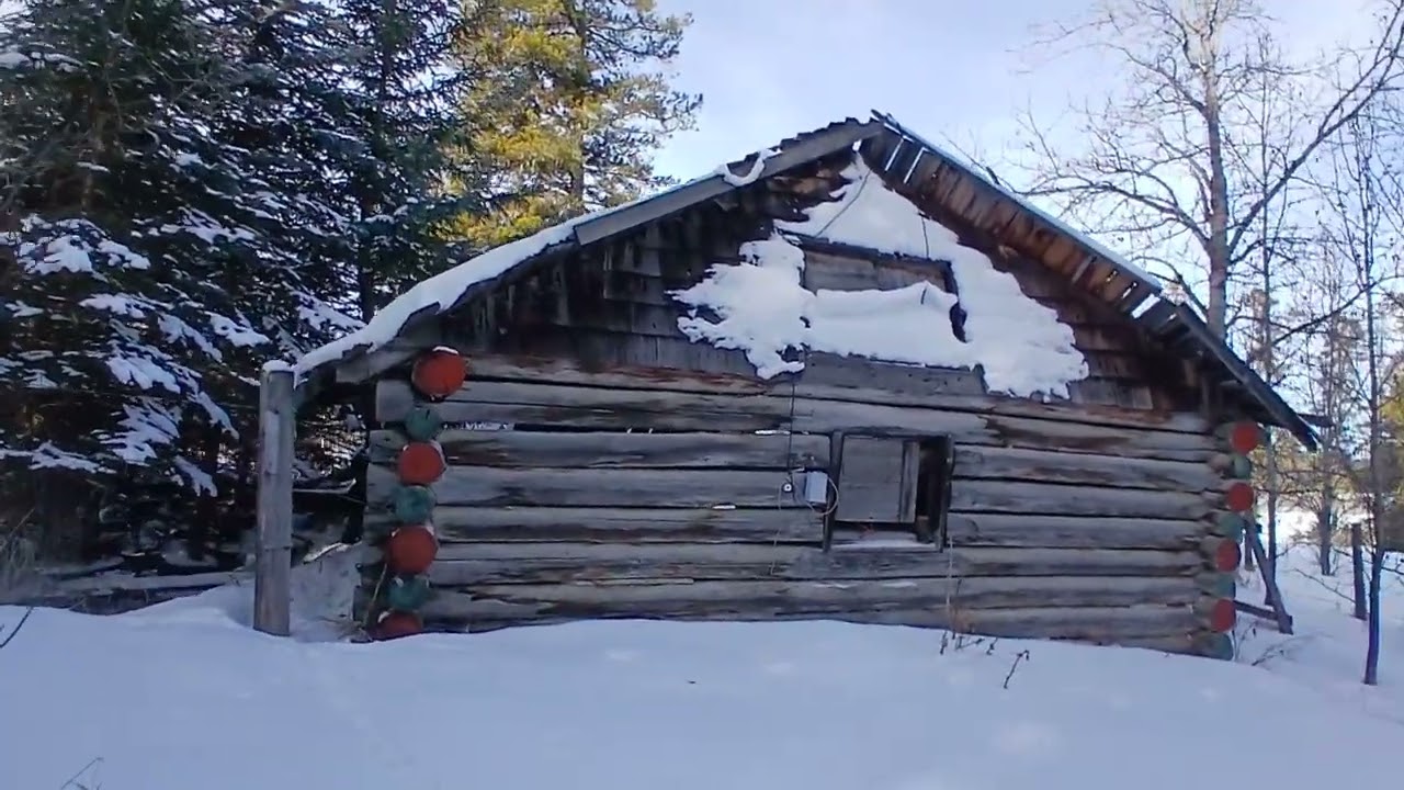 Nordegg trapper cabin and old  origional homestead  cabin beside it alberta