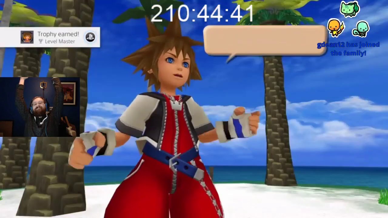 Aaroneous.Gaming hits level 100 on Destiny Islands but it plays the Suite Life on Deck theme when he