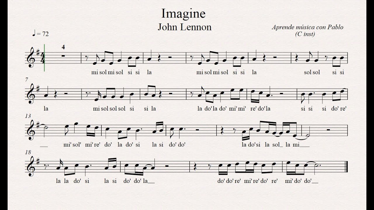 IMAGINE: (flauta, viol&iacute;n, oboe...) (partitura con playback)