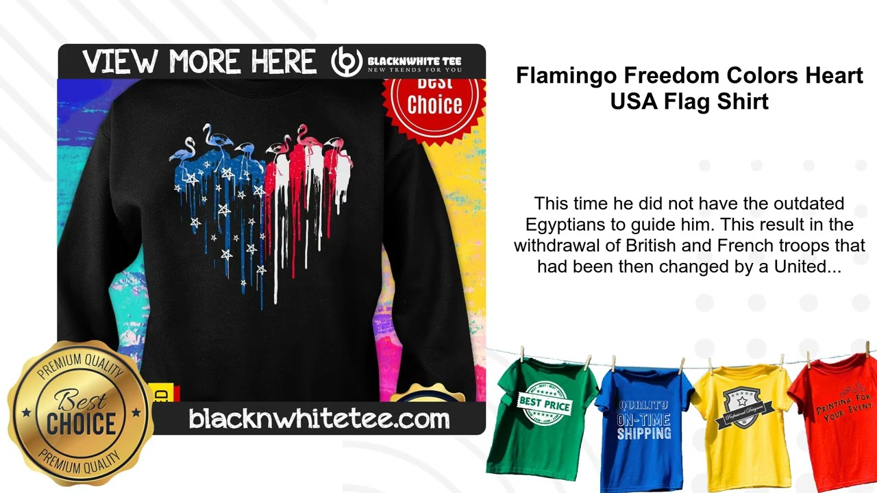 Flamingo Freedom Colors Heart USA Flag Shirt